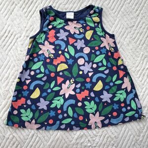 Hanna Andersson Girls 8 A-Line Navy Floral Sleeveless Tunic Top Cotton